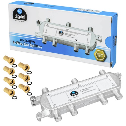 Rozdzielacz SAT 6-krotny rozdzielacz 5-2400MHz Zacisk uziemiający Kanał tylny DVB-T nadaje się - Zdjęcie 1 z 5