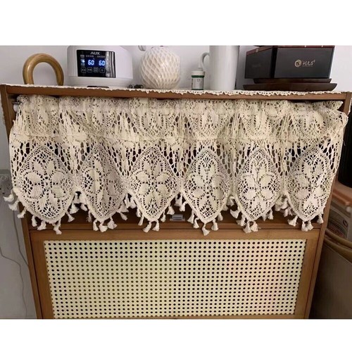 Vintage Crochet Half Curtain Tassels Window Door Panel Drapes Kitchen Valances - Picture 18 of 33