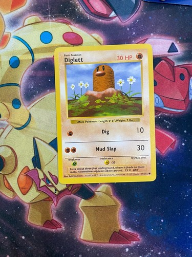 1999 Vintage WOTC Pokemon Base Set SHADOWLESS Diglett #47/102 - LP - Picture 1 of 2