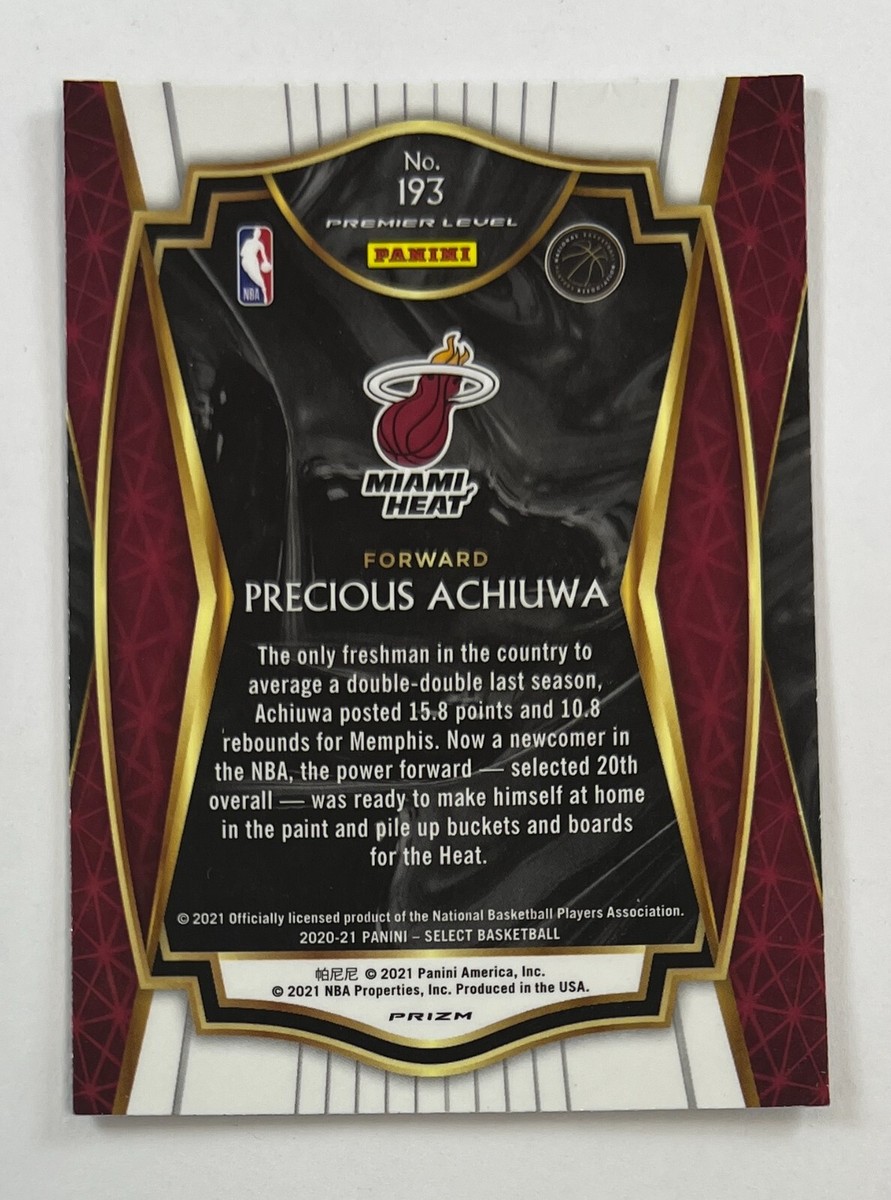 2020-21 Panini Select #193 Precious Achiuwa Premier Blue Card MAR5