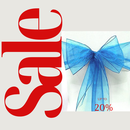 ORGANZA - TURQUOI - Chair Sashes Bows for Wedding Reception Event Banquets Chair - Picture 2 of 2
