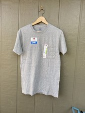 New Fruit of The Loom Men's Platinum Eversoft Pocket Shirts Small Grey
