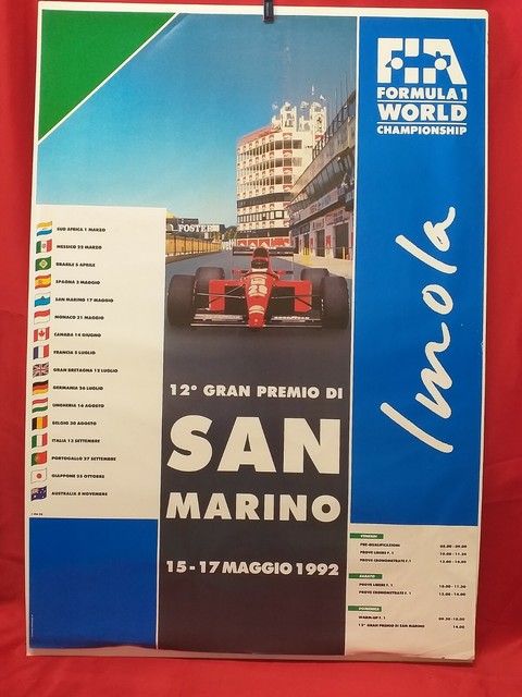 Manifesto FIA Originale 12° Gran Premio di San Marino 70 X 100 Imola 1992 JR9295 Manifesto FIA Originale 12° Gran Premio di San Marino 70 X 100 Imola 1992 JR9295