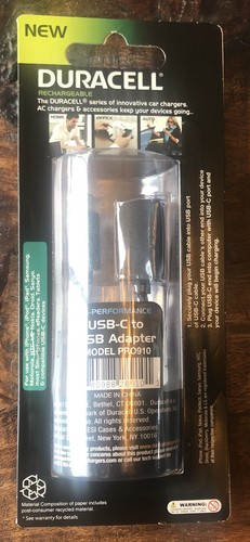 Duracell USB-C to USB Adapter - Rechargeable, Hi-Performance, Fast Charging NEW! - Picture 2 of 3