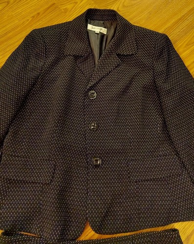 SUIT STUDIO Women's 2PC black Polyester Blend Lined Skirt Suit Size 14 EUC cute - Picture 4 of 9