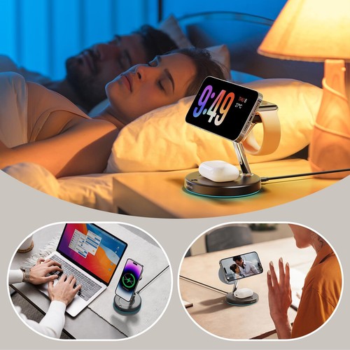 2025 3 in 1 Charging Station Compatible with Mag-Safe Charger Wireless Charge... - 第 4/9 張圖片