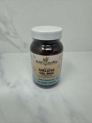 Wild By Nature CHELATED CAL-MAG Amino Acid Dietary Supplement 100 Vegan Tablets 
