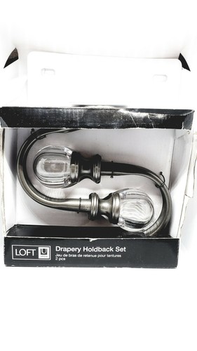 LOFT Umbra Drapery Holdback Set 2 pcs Belle Pewter - Picture 1 of 3