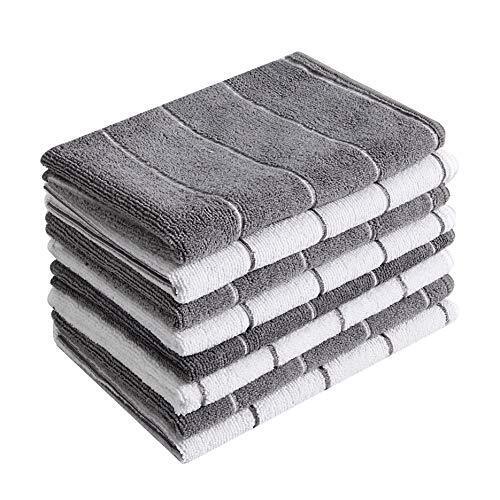 Microfiber Kitchen Towels - Super Absorbent, Soft and Solid Color Dish Grey - Picture 2 of 7