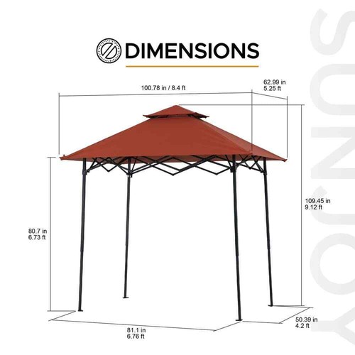 5 x 8 ft. Pop-Up Grill Gazebo with LED Light & Carrying Bag for BBQ Picnic, Red - Picture 6 of 8