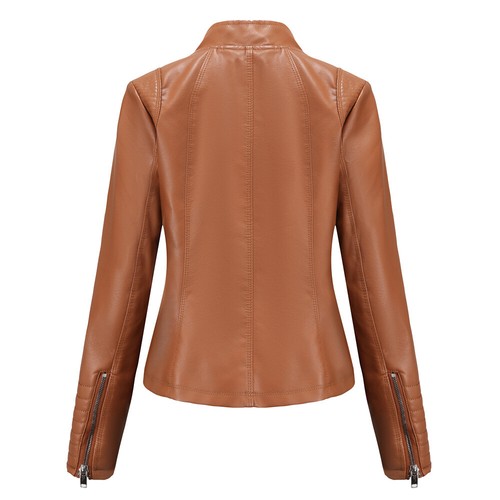 Giacca Donna In Pelle Sottile Moto Giacca In Pelle Corto Cappotto Alla Moda Top - Foto 19 di 26