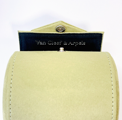 Van cleef & Arpels Watch Bracelet case Green suede Jewelry Travel
