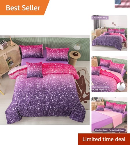 Colorful 6-Pc Full Comforter Set - Cozy Rainbow Ombre Bedding for All Seasons
