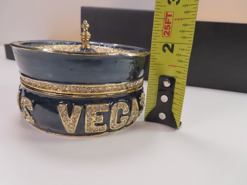 Kalifano Las Vegas Roulette Wheel Crystal & Enamel Trinket Keepsake Box - NIB - Picture 13 of 16