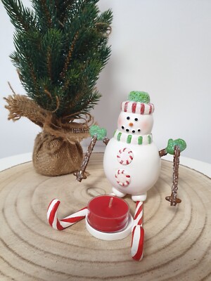 Partylite Teelichthalter Schneemann mit Ski Merry Mint P93367