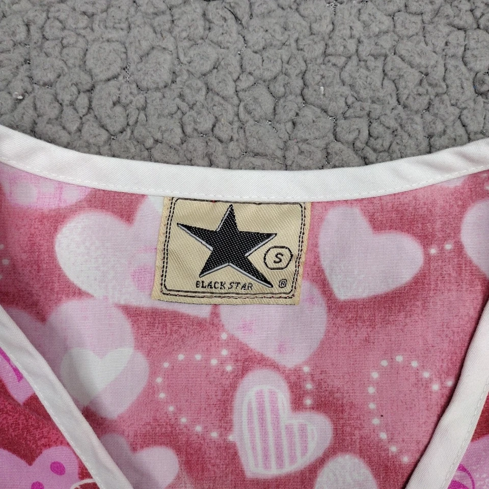 Black Star скраб Топ женщин маленький красный розовый сердца галстук v-образным вырезом медицинский - Изображение 2 из 4