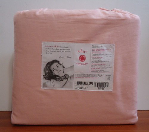 Whim by Martha Stewart Collection Vintage Washed 4-Piece King Sheet Set Blush - Picture 3 of 3