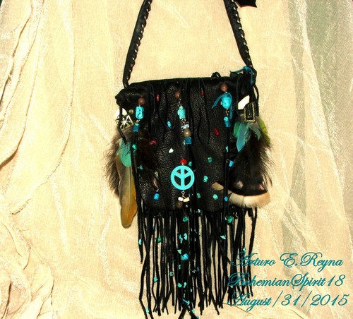ARTURO E.REYNA SCHULTERTASCHE SCHWARZ MEDIZINTASCHE TÜRKIS UNISEX LEDER - Bild 11 von 12
