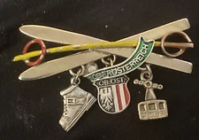 Antique Oberosterreich Upper Austria Heraldic Crest Dangle Charms Pin Brooch HTF