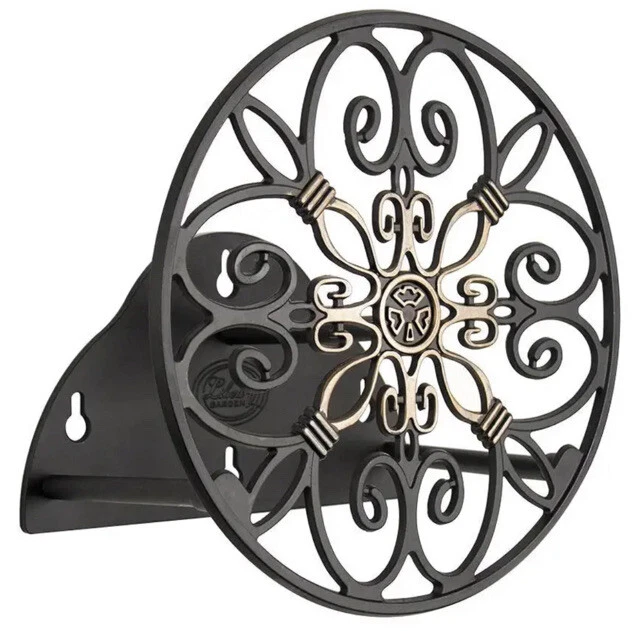 Manguera de agua de jardín de montaje en pared elegante redondo decorativo soporte para carrito guardián Foto 2 de 4