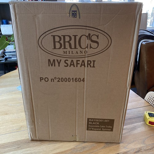 Bric's MY Safari 21” Trolley Expands Black Suitcase w/ Leather Trim NIB - Picture 2 of 22