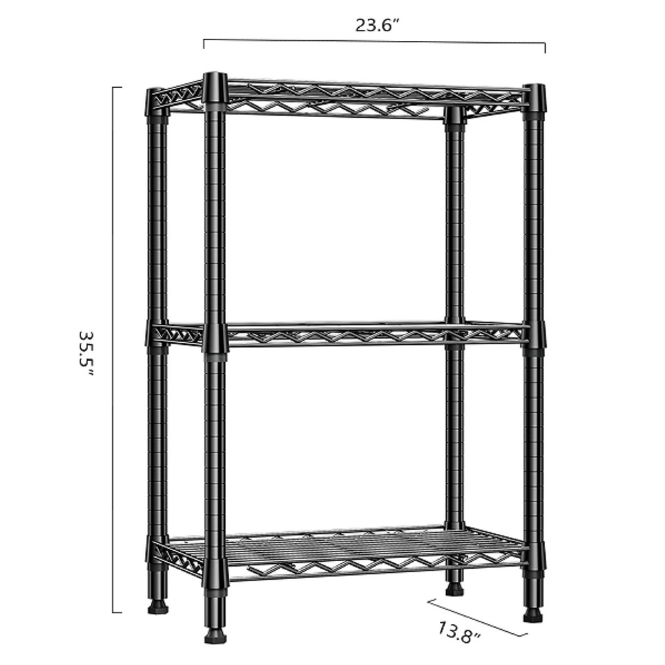 3 Tier Wire Shelf Assemble Storage Shelving Unit Steel Organizer Wire ...