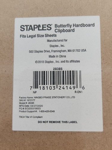 Lot of 2 Recycled Butterfly Hardboard Clipboard 9x15.5" fits Legal size sheets - Picture 2 of 2