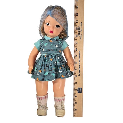 Terri Lee Doll 1950s Blonde Saran Wig Party Dress Bird Print 50s Vintage Baby - Picture 20 of 23