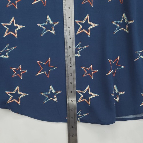 Lularoe Shirt Mens 2XL Blue Patriotic Stars Short Sleeve Button-Up - Picture 11 of 11