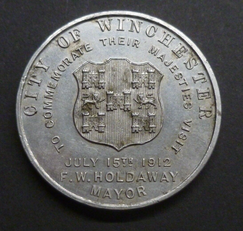 George V Royal Visit Base Metal Medallions 1912-34 Local Issues Listed by Town - Bild 2 von 40
