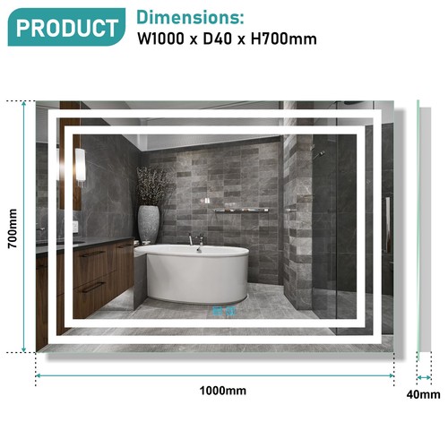 Illuminated Bathroom Mirror With Led Lights Anti Fog Demister Pad Wall Mounted - Picture 79 of 83
