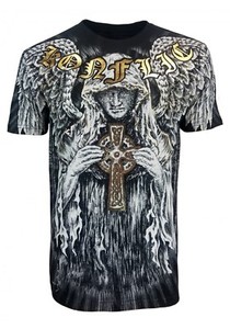 Konflic-Guardian-Angel-Cross-Men-039-s-Fighter-UFC-MMA-Muscle-T-Shirt