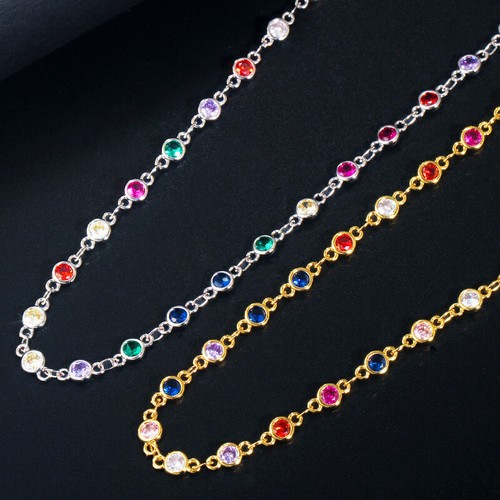 50 cm Mehrfarbig CZ Runde Lange Halskette Fußkett Gliedkette Zum Selbermachen Schmuck Fundstücke - Bild 11 von 14
