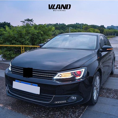VLAND LED Headlights RED Demon Eye For 2011-2018 VOLKSWAGEN JETTA W/Sequential - Picture 14 of 15