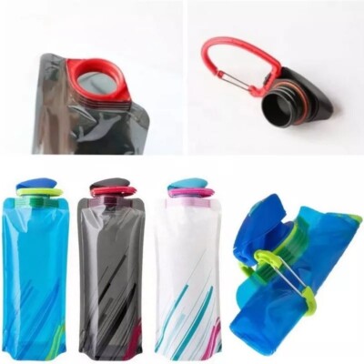 2x Faltbare Flexible Trinkflasche 0,7l Wasserflasche Sportflasche BPA Frei