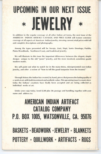 Fall 1974 American Indian Artifact Catalog Price Guide Vol 1 No 1 - Imagen 3 de 3