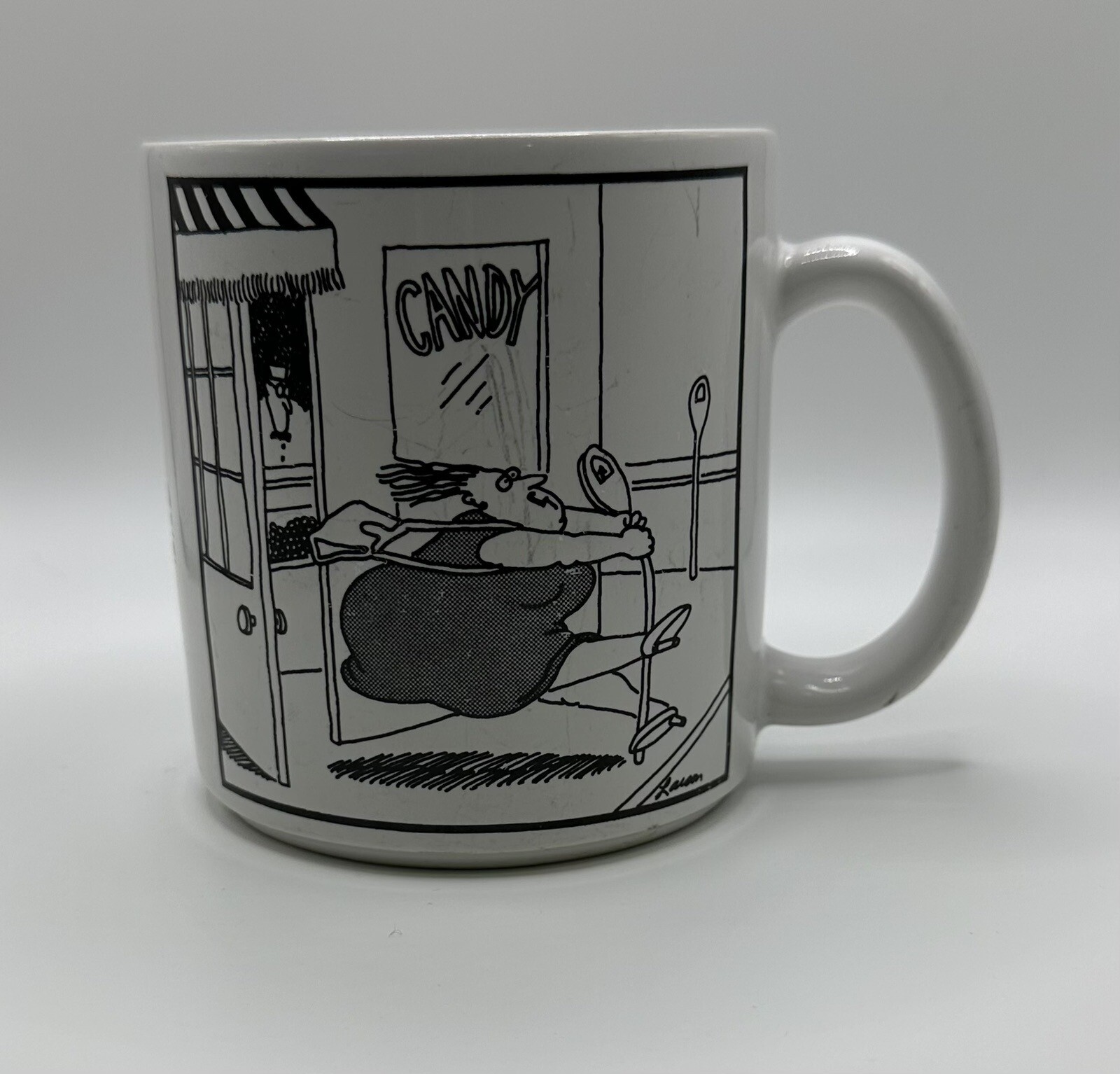 Vintage 1982 The Far Side Candy Shop Diet Coffee Mug Cup Gary Larson OZ