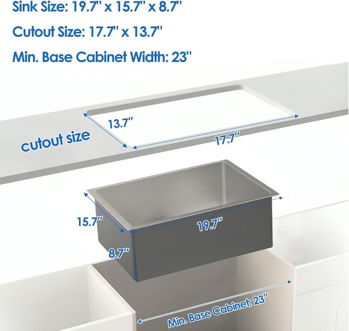 18 Gauge Undermount Kitchen Sink - Brushed Finish, Easy Drainage & Quiet Design - Picture 4 of 9