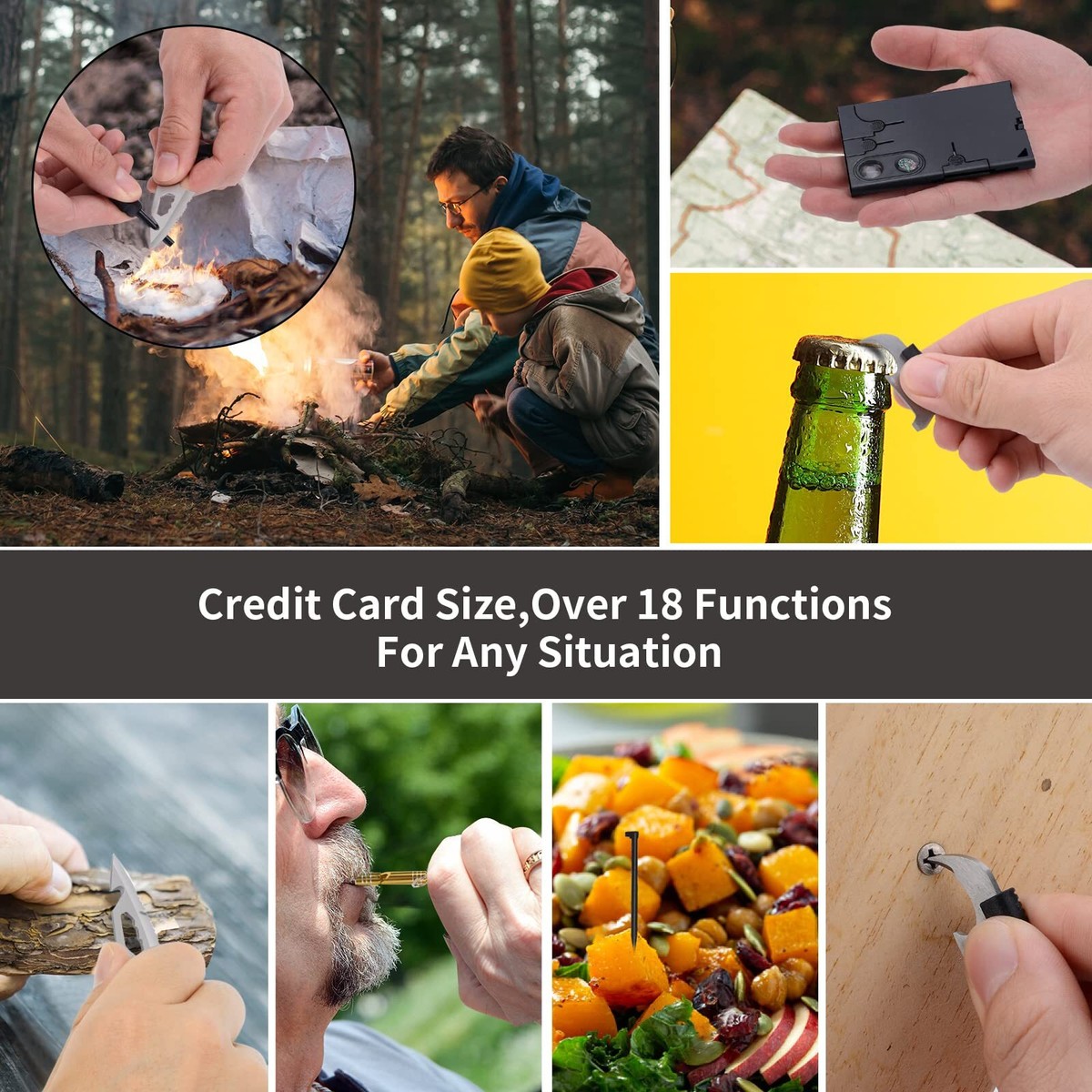 Credit Card Tool Multitool Christmas Stocking Stuffers 18 in 1 Cool Gadgets
