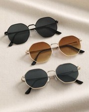 3 Pack Unisex Geometric Frame Sunglasses Retro Trendy Vintage Glasses Outside