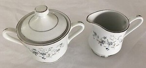 Acsons-Chantilly-Diamond-China-Creamer-Sugar-amp-Lid-Marked-3-Pieces