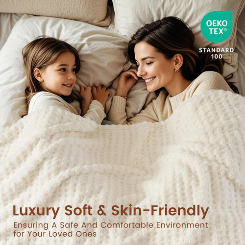 Ultra Soft Fleece Blanket Queen Size for Bed, Plush Shaggy Fluffy 3D Jacquard Wa - Picture 2 of 9