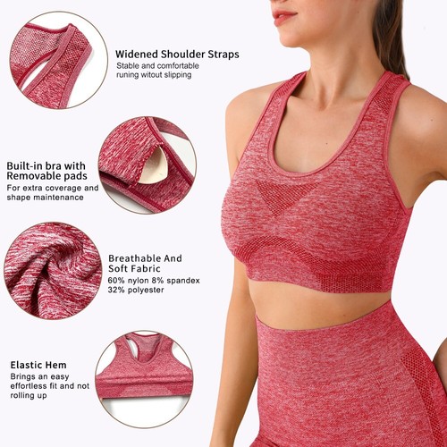 Damen Push Up Crunch Fitness Shorts Tragen Butt Lift Training Fitness Yoga BH Set Neu - Bild 8 von 32