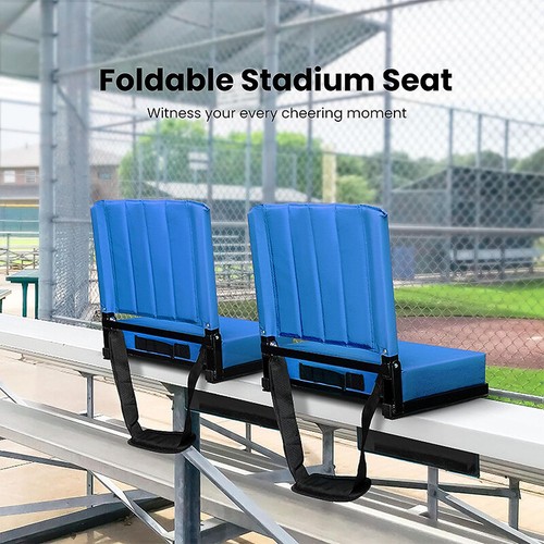 2pc Stadium Seat for Bleacher w/ Back Support & Wide Padded Cushion &Bottom hook - Picture 3 of 8
