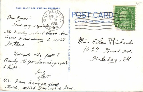 1930s IA Postcard Rustic Lodge Keomah State Park Oskaloosa Iowa - Picture 2 of 2