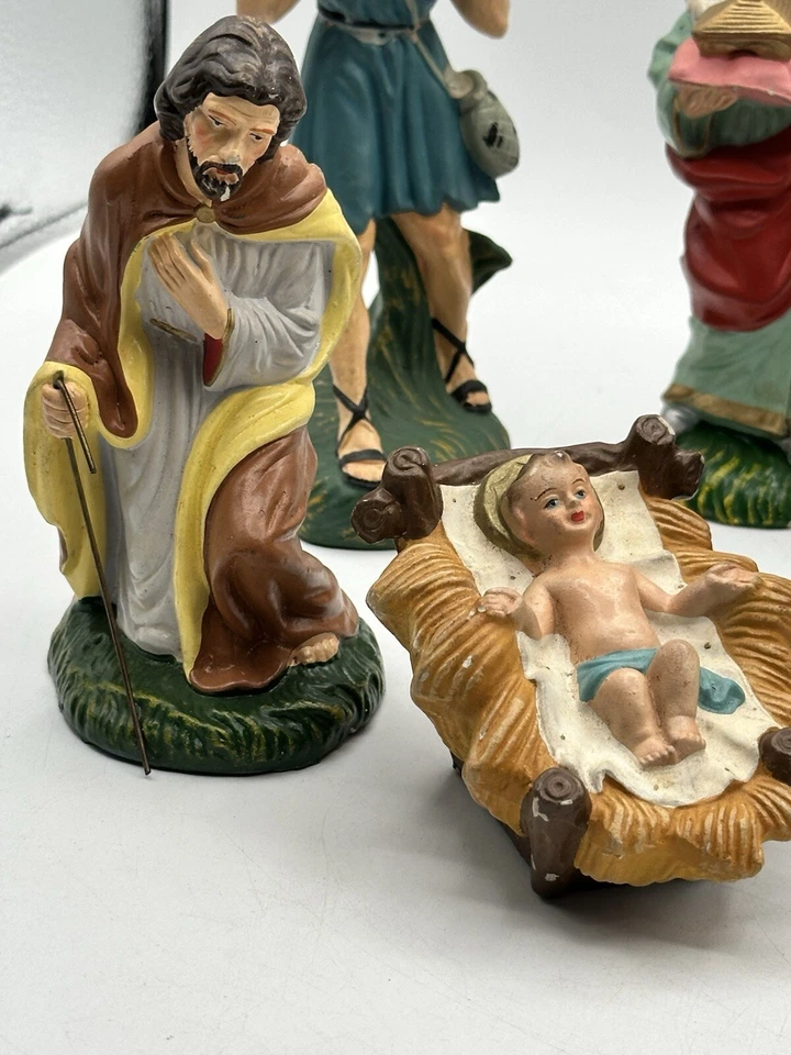 Juego De 8 Figuras De Belén De Colección Japón Sagrada Familia 3 Sabios 2 Animales Foto 3 de 4