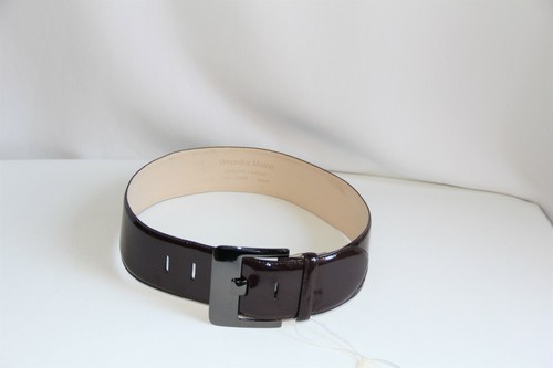 Veronika Maine Burgundy/Chocolate Patent Leather Belt. RARE Wide (2 1/4 ") - Picture 5 of 11