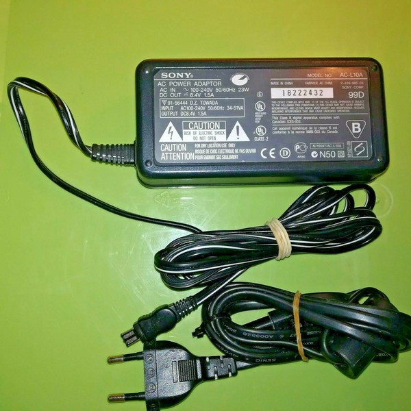 CARGADOR PARA VIDEOCAMARA ORIGINAL SONY MODELO AC-L10A 2 PIN