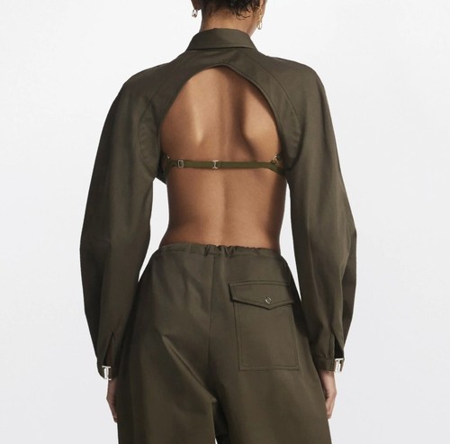 DION LEE E- HOOK BRA SHIRT Olive Size 6 AUS $490rrp - Picture 3 of 5