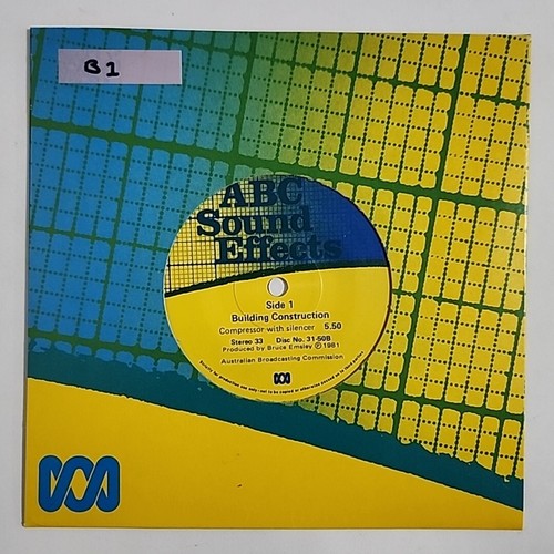 ABC SOUND EFFECTS - 'Building Construction ' 7" Vinyl Single Record NOS 1981 - Picture 1 of 6